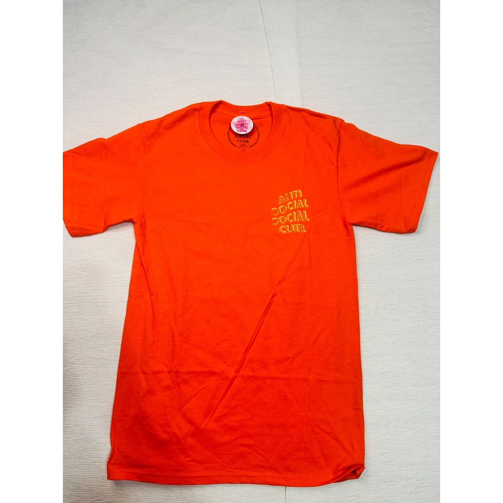 Anti Social Social Club Orange Yellow 3D Logo Graphic Tee Mens Small